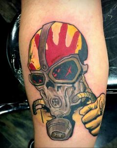 тату череп в противогазе 15.01.2020 №010 -skull tattoo in gas mask- tattoo-photo.ru