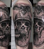 тату череп в противогазе 15.01.2020 №011 -skull tattoo in gas mask- tattoo-photo.ru