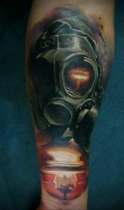 тату череп в противогазе 15.01.2020 №014 -skull tattoo in gas mask- tattoo-photo.ru
