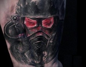 тату череп в противогазе 15.01.2020 №017 -skull tattoo in gas mask- tattoo-photo.ru