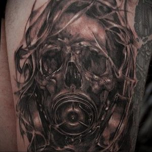 тату череп в противогазе 15.01.2020 №018 -skull tattoo in gas mask- tattoo-photo.ru