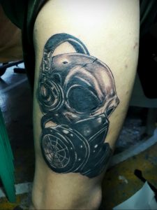 тату череп в противогазе 15.01.2020 №023 -skull tattoo in gas mask- tattoo-photo.ru