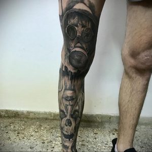 тату череп в противогазе 15.01.2020 №026 -skull tattoo in gas mask- tattoo-photo.ru