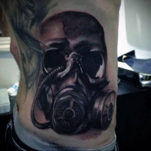 тату череп в противогазе 15.01.2020 №030 -skull tattoo in gas mask- tattoo-photo.ru
