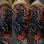 тату череп в противогазе 15.01.2020 №033 -skull tattoo in gas mask- tattoo-photo.ru