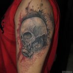 тату череп в противогазе 15.01.2020 №049 -skull tattoo in gas mask- tattoo-photo.ru