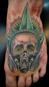 тату череп в противогазе 15.01.2020 №059 -skull tattoo in gas mask- tattoo-photo.ru