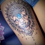 фото тату мандала и лев 04.02.2020 №008 -mandala tattoo- tattoo-photo.ru