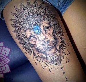 фото тату мандала и лев 04.02.2020 №008 -mandala tattoo- tattoo-photo.ru