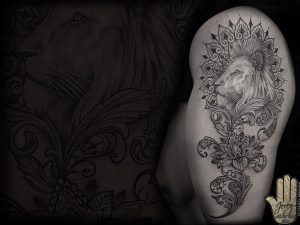 фото тату мандала и лев 04.02.2020 №011 -mandala tattoo- tattoo-photo.ru