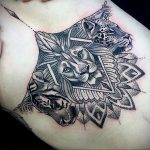 фото тату мандала и лев 04.02.2020 №021 -mandala tattoo- tattoo-photo.ru