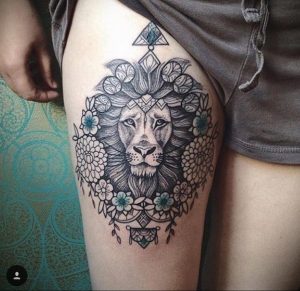 фото тату мандала и лев 04.02.2020 №036 -mandala tattoo- tattoo-photo.ru