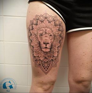 фото тату мандала и лев 04.02.2020 №060 -mandala tattoo- tattoo-photo.ru