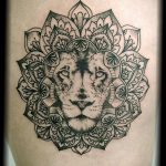 фото тату мандала и лев 04.02.2020 №066 -mandala tattoo- tattoo-photo.ru