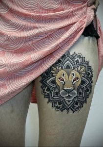 фото тату мандала и лев 04.02.2020 №071 -mandala tattoo- tattoo-photo.ru