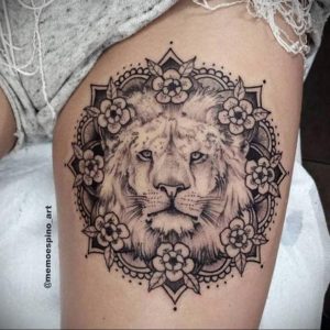 фото тату мандала и лев 04.02.2020 №074 -mandala tattoo- tattoo-photo.ru