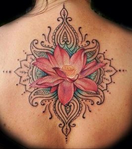 фото тату мандала и цветы 04.02.2020 №005 -mandala tattoo- tattoo-photo.ru