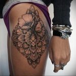 фото тату мандала и цветы 04.02.2020 №008 -mandala tattoo- tattoo-photo.ru