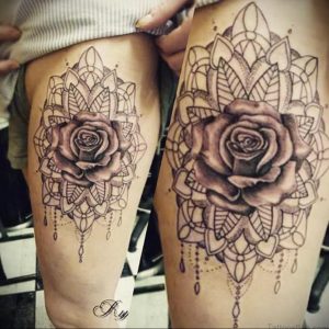 фото тату мандала и цветы 04.02.2020 №039 -mandala tattoo- tattoo-photo.ru