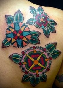 фото тату мандала и цветы 04.02.2020 №047 -mandala tattoo- tattoo-photo.ru