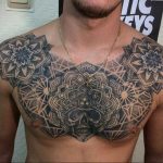 фото тату мандала на груди 04.02.2020 №015 -mandala tattoo- tattoo-photo.ru