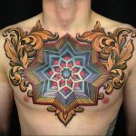 фото тату мандала на груди 04.02.2020 №045 -mandala tattoo- tattoo-photo.ru