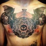 фото тату мандала на груди 04.02.2020 №055 -mandala tattoo- tattoo-photo.ru