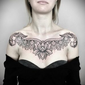 фото тату мандала на груди 04.02.2020 №078 -mandala tattoo- tattoo-photo.ru