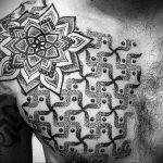 фото тату мандала на груди 04.02.2020 №082 -mandala tattoo- tattoo-photo.ru