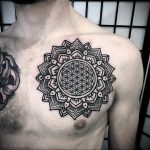 фото тату мандала на груди 04.02.2020 №091 -mandala tattoo- tattoo-photo.ru