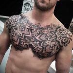 фото тату мандала на груди 04.02.2020 №094 -mandala tattoo- tattoo-photo.ru