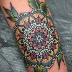 фото тату мандала на локте 04.02.2020 №013 -mandala tattoo- tattoo-photo.ru