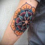 фото тату мандала на локте 04.02.2020 №053 -mandala tattoo- tattoo-photo.ru