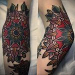 фото тату мандала на локте 04.02.2020 №091 -mandala tattoo- tattoo-photo.ru