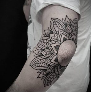 фото тату мандала на локте 04.02.2020 №151 -mandala tattoo- tattoo-photo.ru