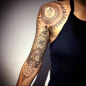 фото тату мандала на плече 04.02.2020 №059 -mandala tattoo- tattoo-photo.ru