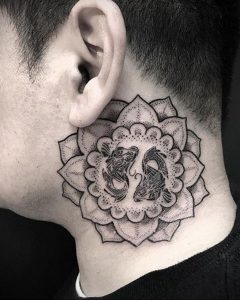 фото тату мандала на шее 04.02.2020 №027 -mandala tattoo- tattoo-photo.ru