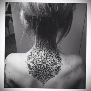 фото тату мандала на шее 04.02.2020 №040 -mandala tattoo- tattoo-photo.ru