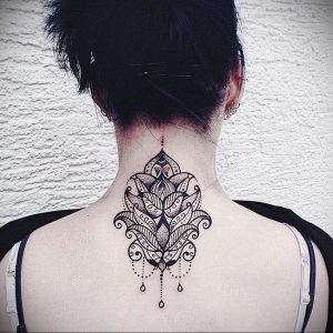 фото тату мандала на шее 04.02.2020 №051 -mandala tattoo- tattoo-photo.ru