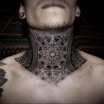 фото тату мандала на шее 04.02.2020 №059 -mandala tattoo- tattoo-photo.ru