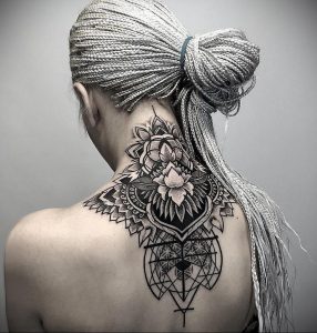 фото тату мандала на шее 04.02.2020 №104 -mandala tattoo- tattoo-photo.ru