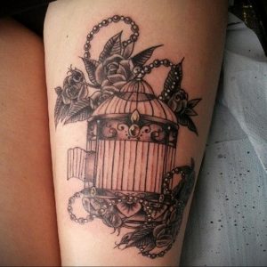фото тату птица в клетке 02.01.2019 №004 -bird cage tattoo- tattoo-photo.ru