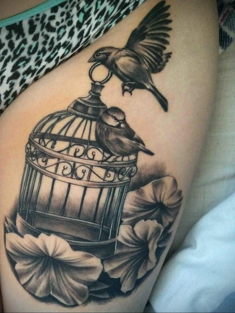фото тату птица в клетке 02.01.2019 №036 -bird cage tattoo- tattoo-photo.ru