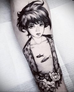 черное тату аниме 19.01.2020 №006 -black anime tattoo- tattoo-photo.ru