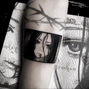 черное тату аниме 19.01.2020 №020 -black anime tattoo- tattoo-photo.ru