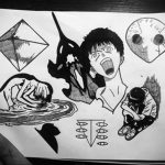 черное тату аниме 19.01.2020 №036 -black anime tattoo- tattoo-photo.ru