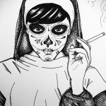 Тату Монашка курит 16.02.2020 №1004 -tattoo nun smoking- tattoo-photo.ru