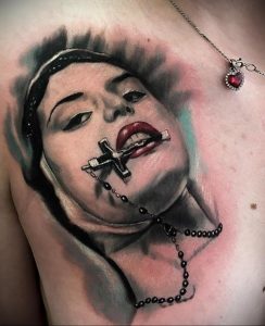 Тату Монашка пример рисунка 16.02.2020 №1033 -tattoo nun- tattoo-photo.ru