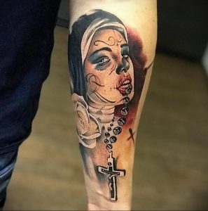 Тату Монашка пример рисунка 16.02.2020 №1035 -tattoo nun- tattoo-photo.ru