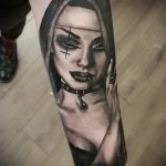 Тату Монашка в стиле хоррор 16.02.2020 №1030 -nun tattoo- tattoo-photo.ru